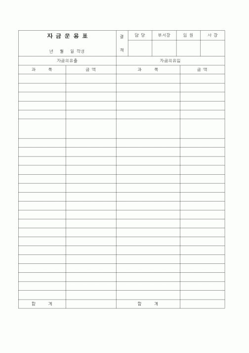 (경리)자금운용표