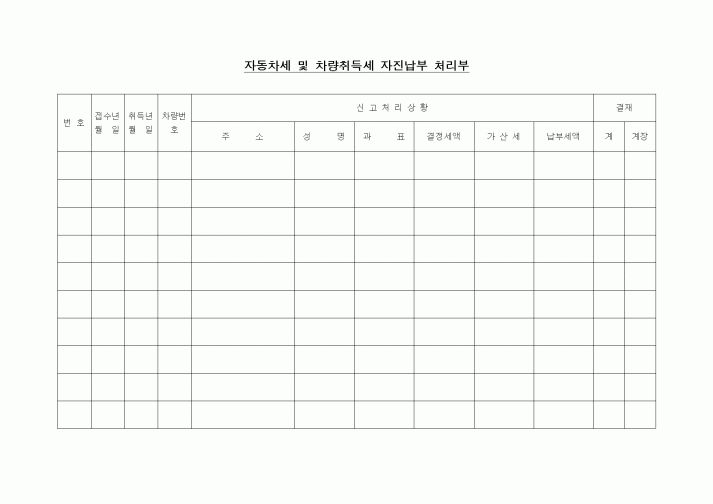(경리)자동차세 및 차량취득세 자진납부 처리부