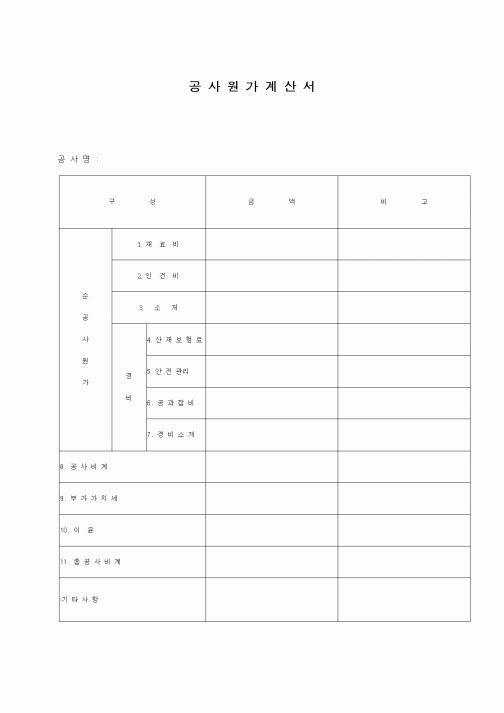 (공사예산/실행)공사원가계산서2