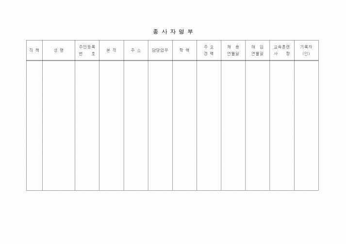 (총무)종사자명부