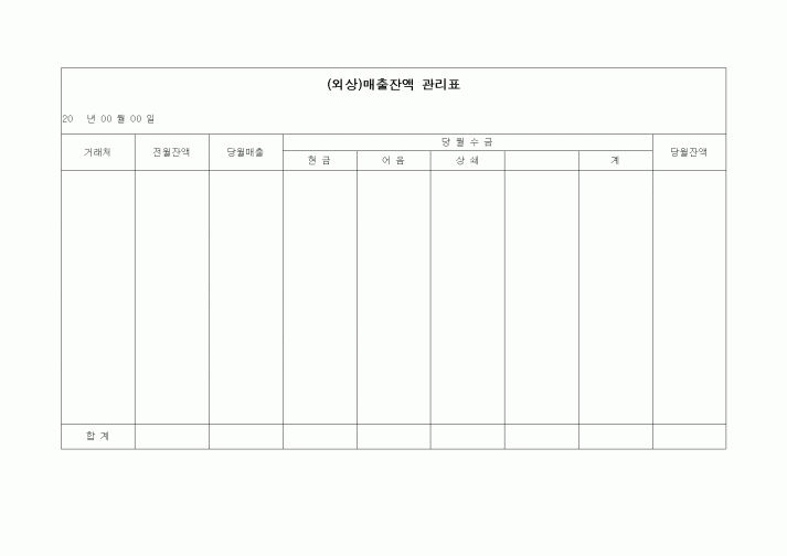 (경리)(외상)매출잔액 관리표