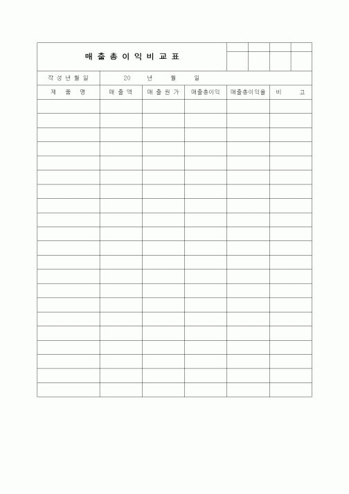 (경리)매출총이익비교표