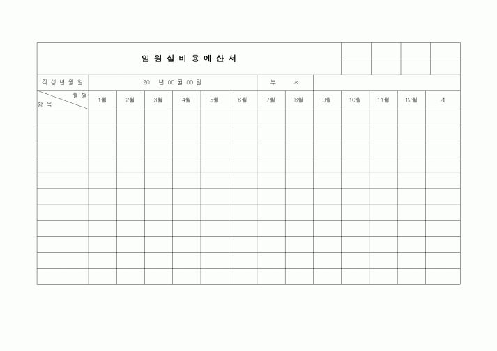 (경리)임원실비용예산서