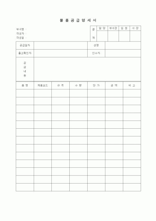 (제조/생산)물품공급명세서