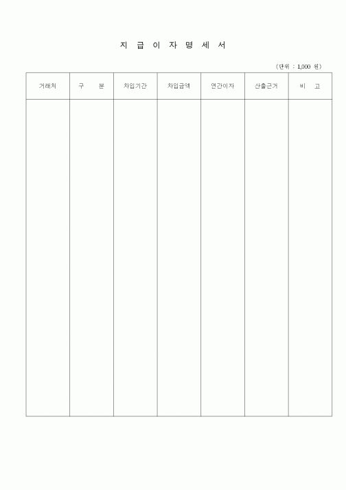 (공사예산/실행)지급이자명세서