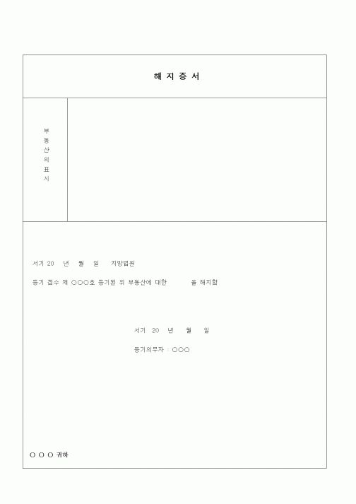 (부동산)해지증서