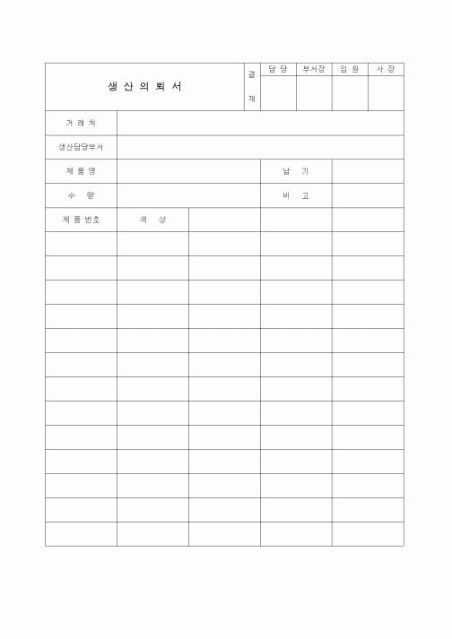 (제조/생산)생산의뢰서