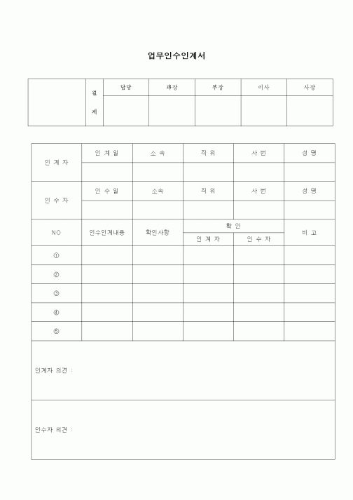 (부동산)업무인수인계서
