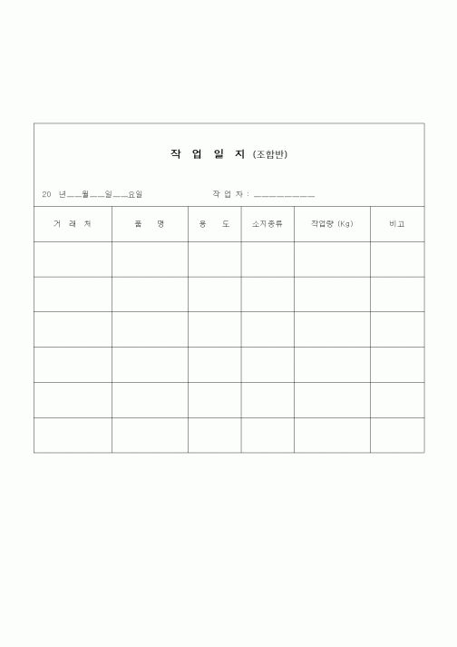 (노무관리)작업일지(조합반)