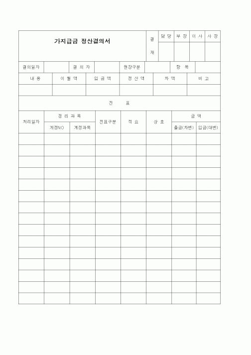 (경리)가지급금 정산결의서