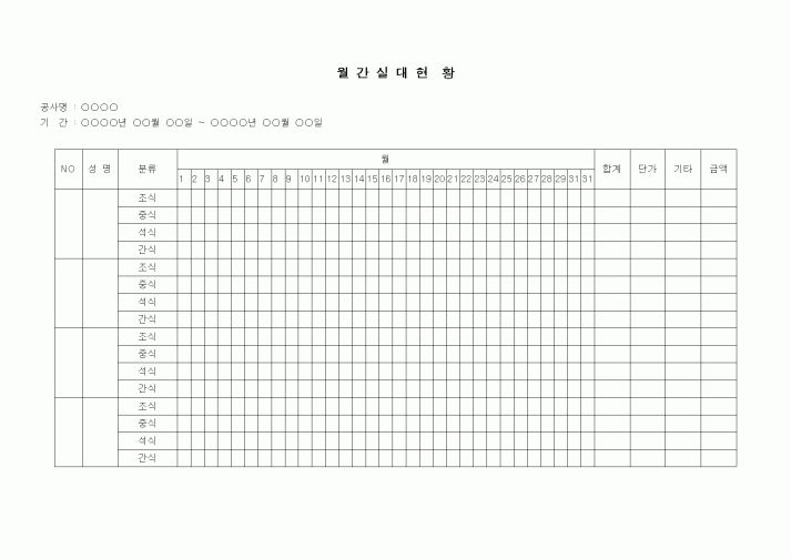 (경리)월간 식대관리