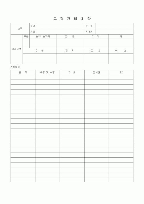 (판매/영업)고객관리대장