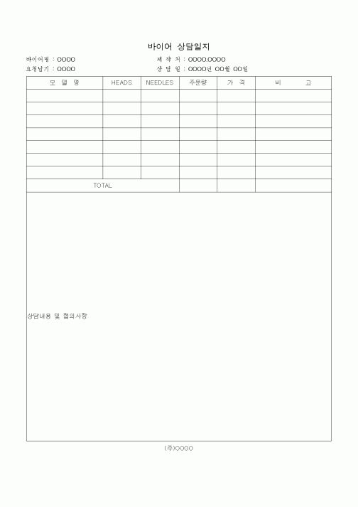 (판매/영업)바이어 상담일지