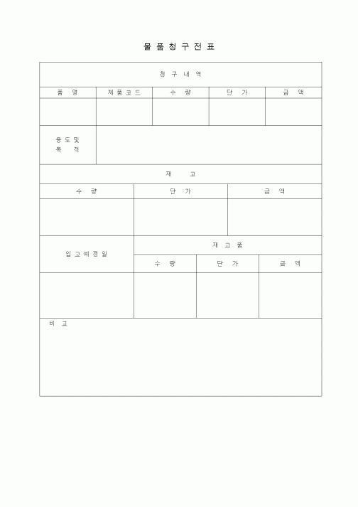 (제조/생산)물품청구전표