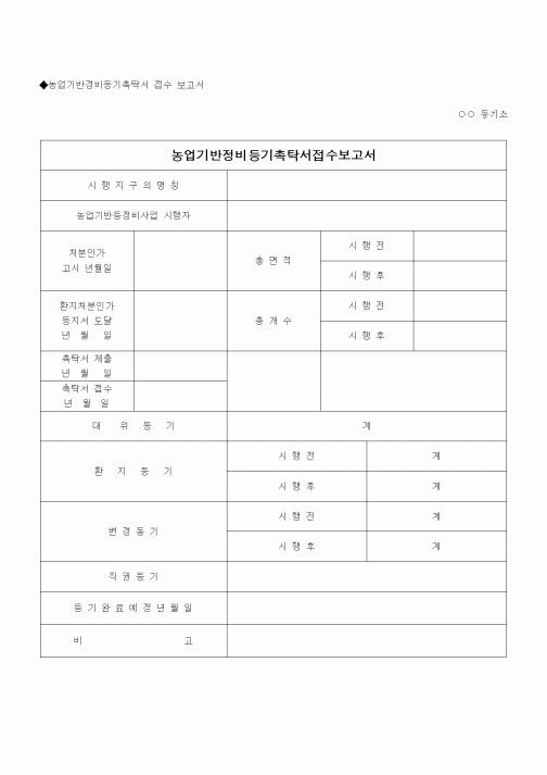 (부동산)농업기반경비등기촉탁서 접수 보고서