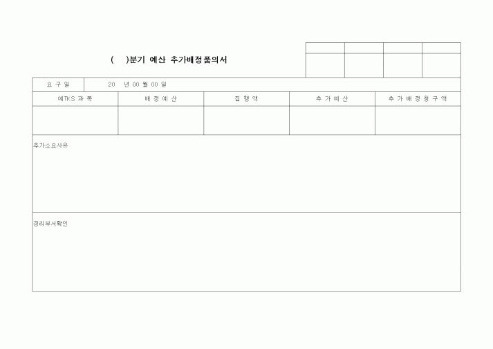 (경리)예산 추가배정품의서
