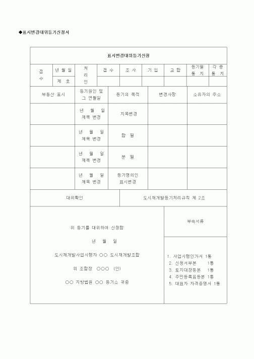 (부동산)표시변경대위등기신청서