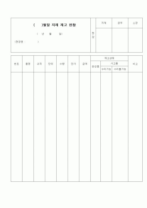 (자재관리)월말 자재 재고 현황