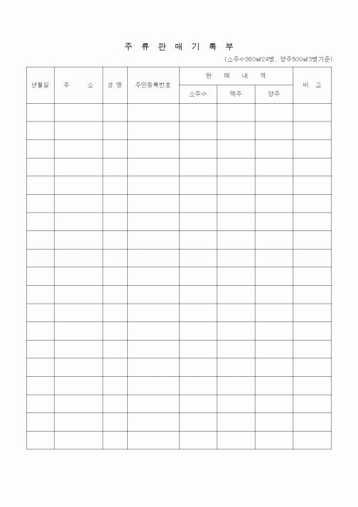 (판매/영업)주류판매기록