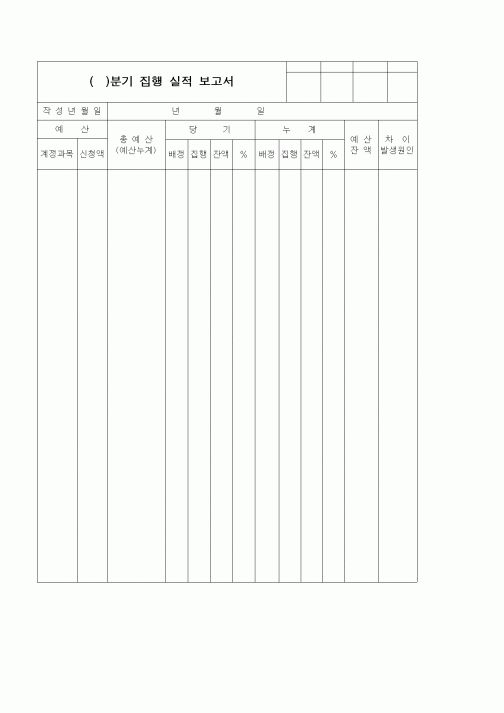 (경리)분기 집행 실적 보고서