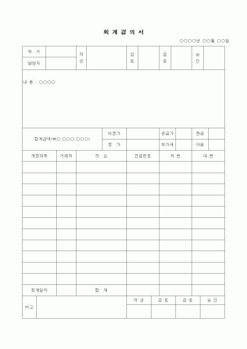 (경리)회계결의서