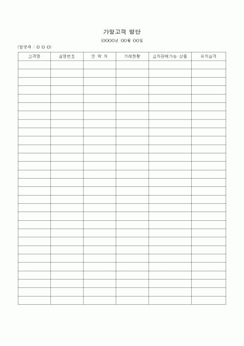 (판매/영업)가망고객 명단