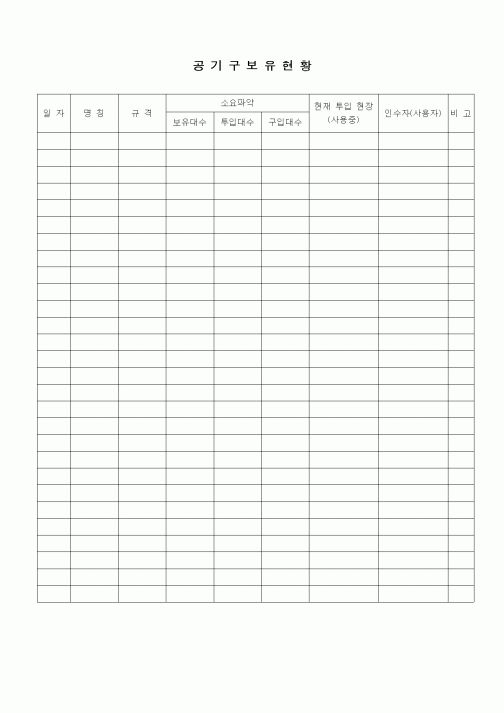 (장비관리)공기구보유현황