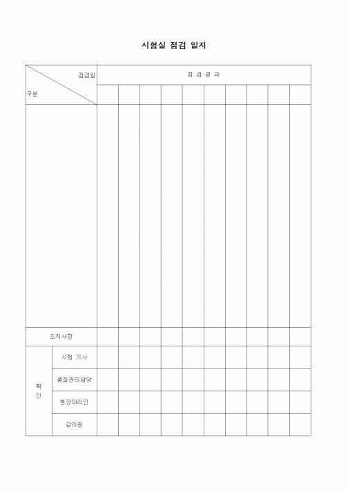 (장비관리)시험실 점검 일지
