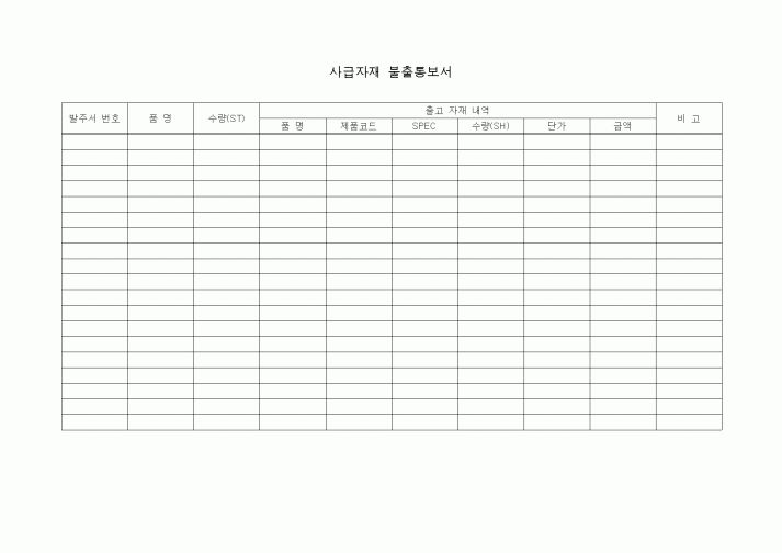 (제조/생산)사급자재 불출통보서