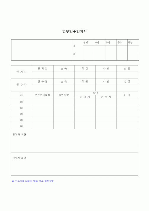(건설규정)업무 인수인계서