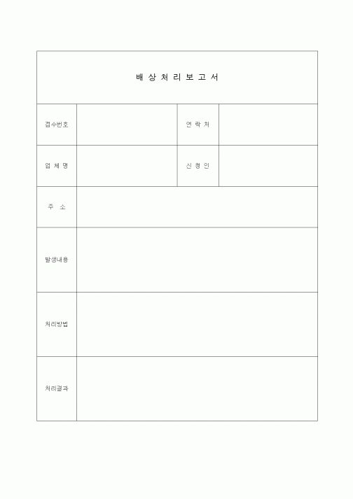 (제조/생산)배상처리보고서