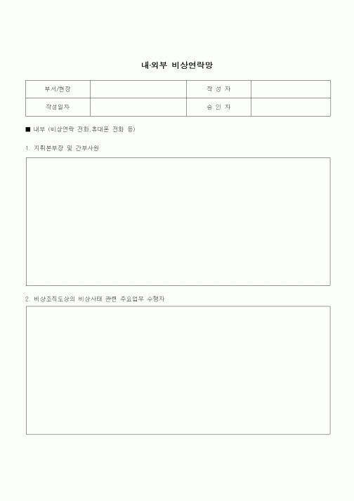 (건설규정)내,외부 비상연락망