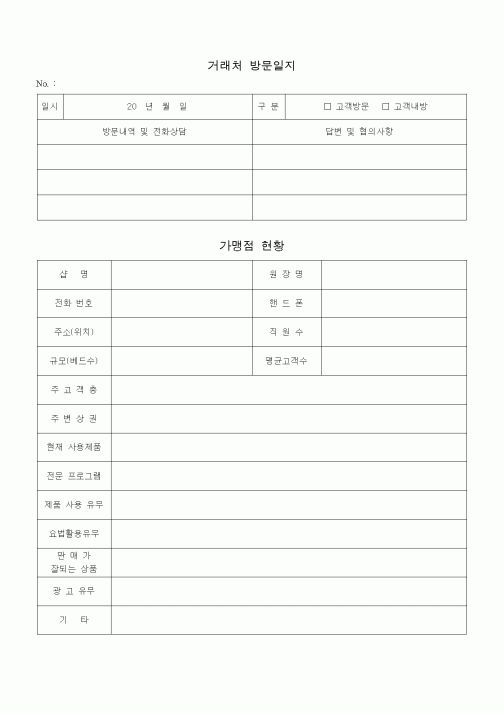 (판매/영업)거래처 방문일지