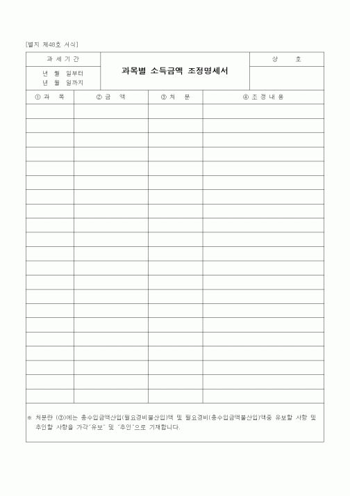 (경리)과목별 소득금액 조정명세서1