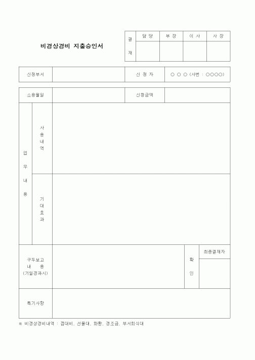 (경리)비경상경비 지출승인서