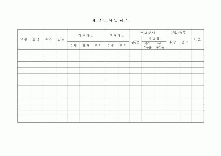 (자재관리)재고조사명세서