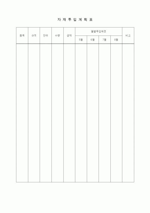 (자재관리)자재투입계획표1