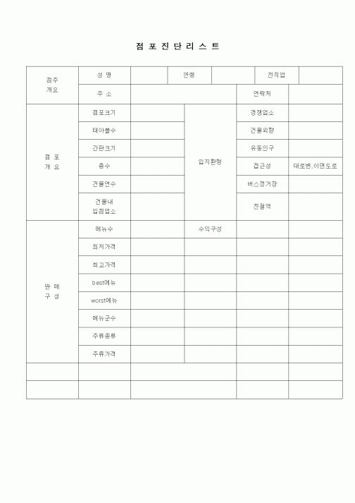 (공사관리)점포진단리스트