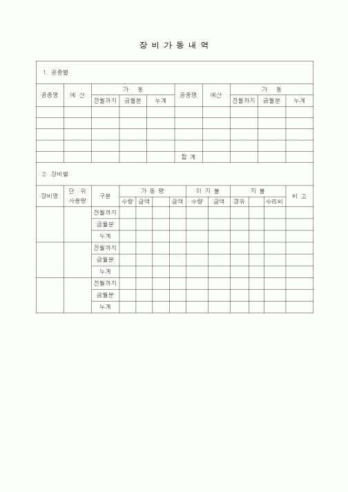 (장비관리)장비가동내역
