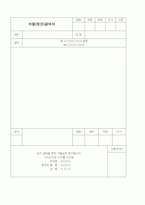 (경리)지불(정산)결의서
