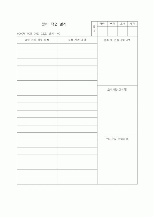 (장비관리)정비작업일지