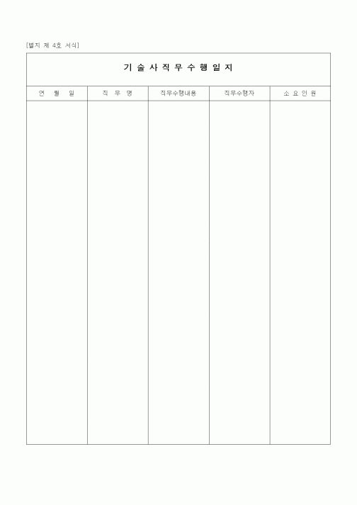 (인원관리)기술사직무수행일지