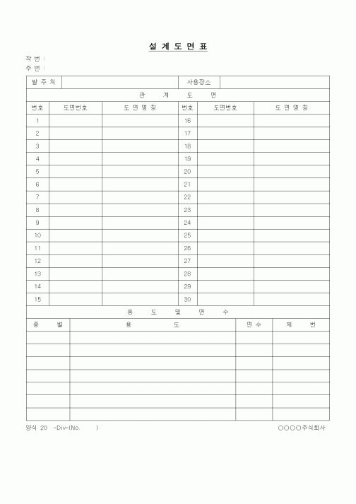 (제조/생산)설계 도면표