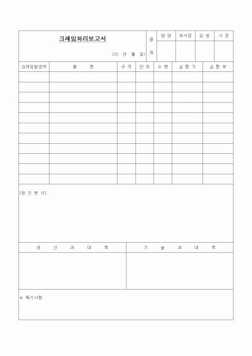 (제조/생산)크레임처리보고서