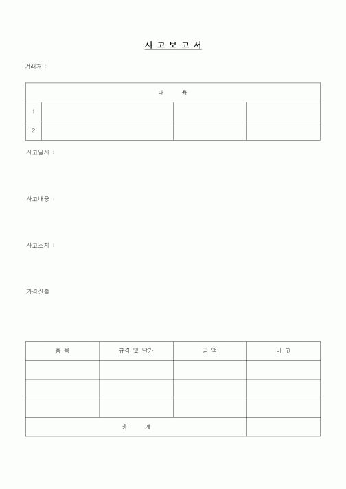 (제조/생산)사고 보고서