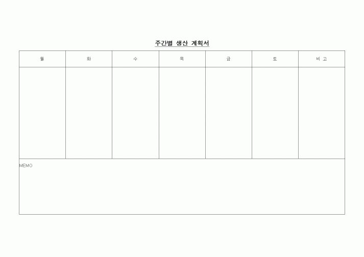 (제조/생산)주간별 생산 계획서