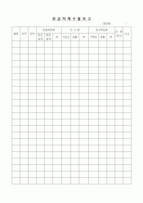 (제조/생산)관급자재수불보고