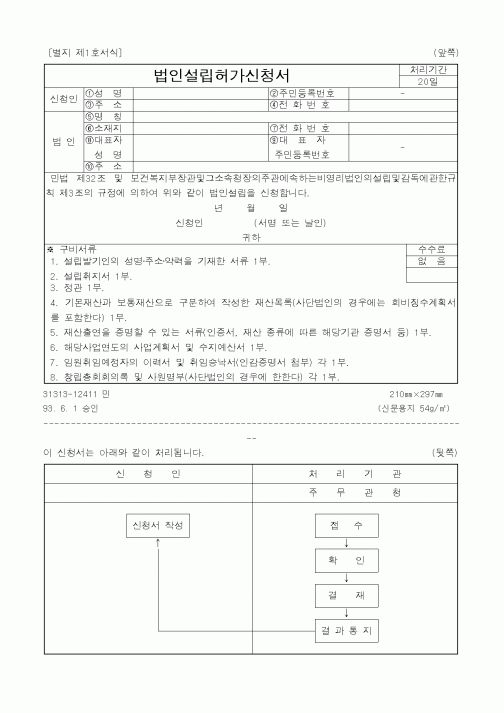 (생활민원)법인설립허가신청서1