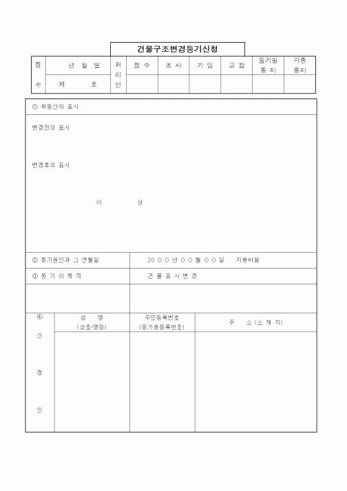 (부동산)건물구조변경등기신청