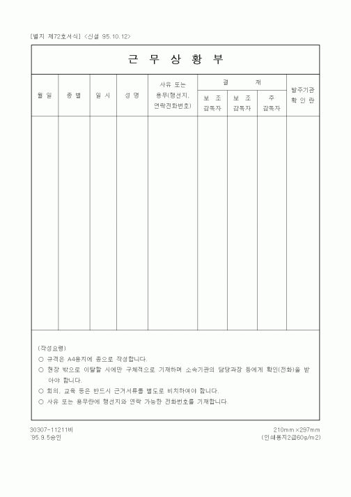 (인사/노무)근무상황부3